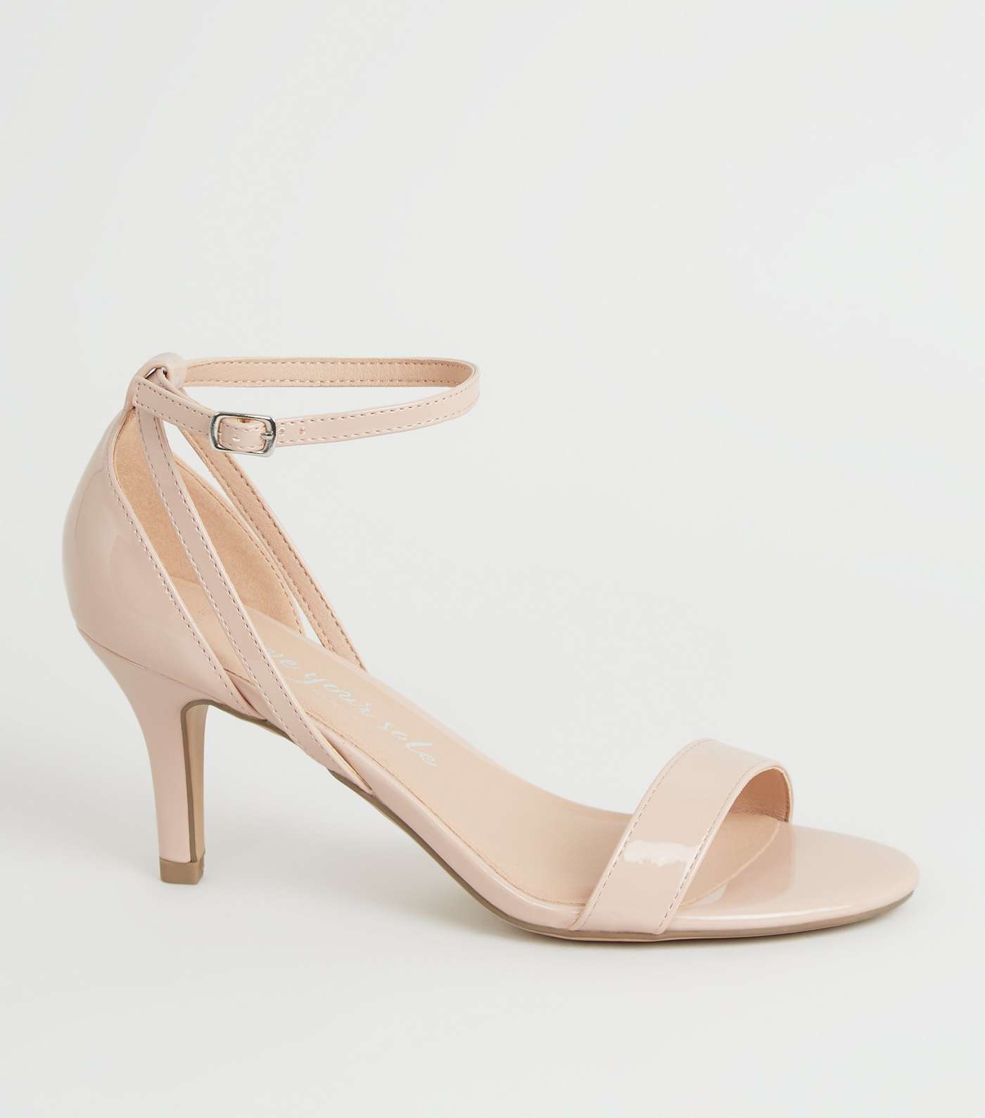 Wide Fit Pale Pink Patent Strappy Stiletto Heels