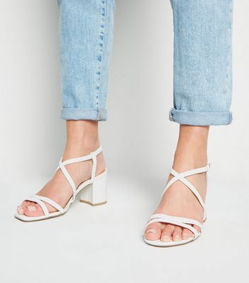 white strappy heels wide fit