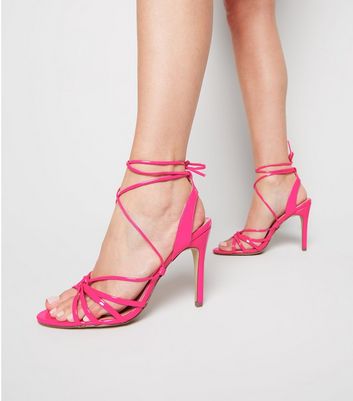 pink strappy high heels