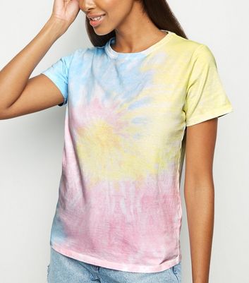 T shirt bleu effet tie dye volutes New Look