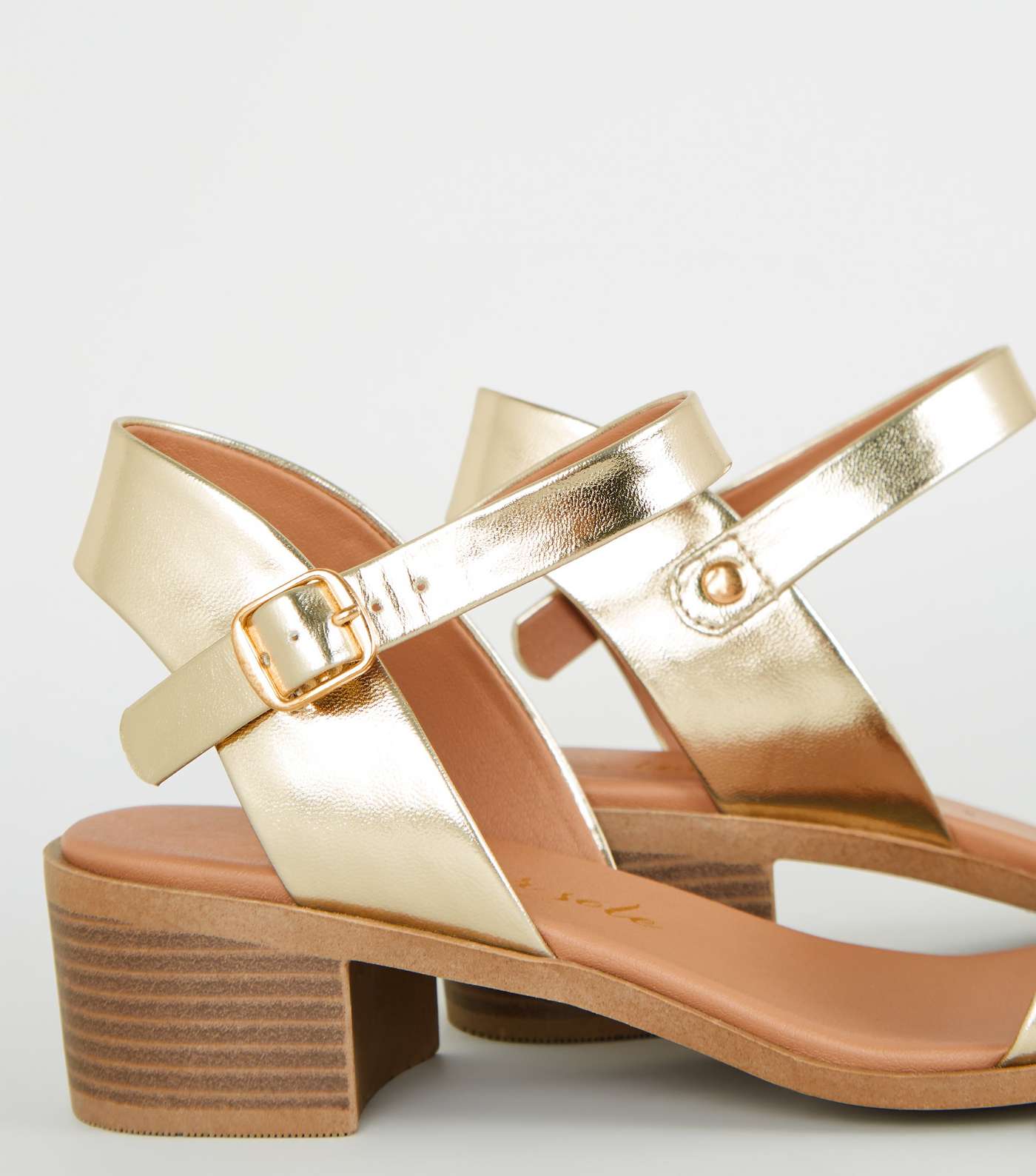 Wide Fit Gold Metallic Footbed Sandals Image 4