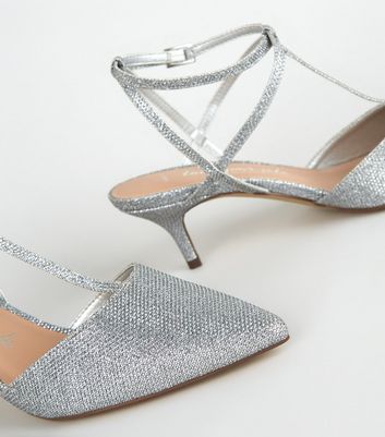 silver kitten heels new look