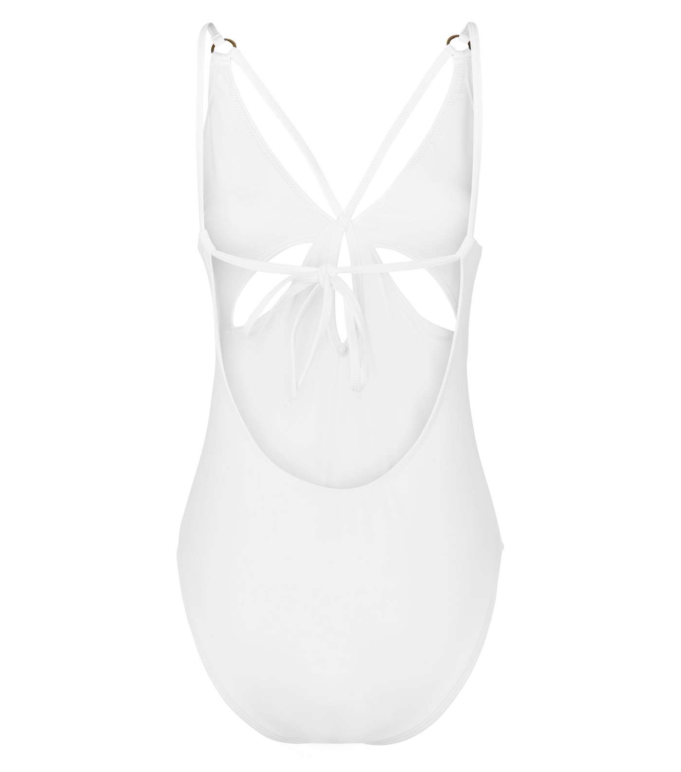 White Strappy Cut Out Swimsuit Image 5