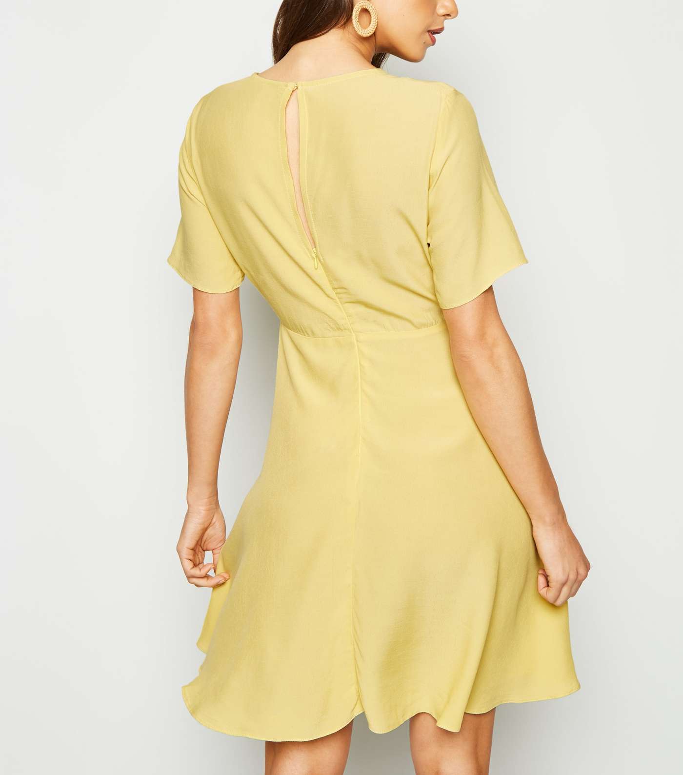 Yellow Round Neck Tea Dress Image 3