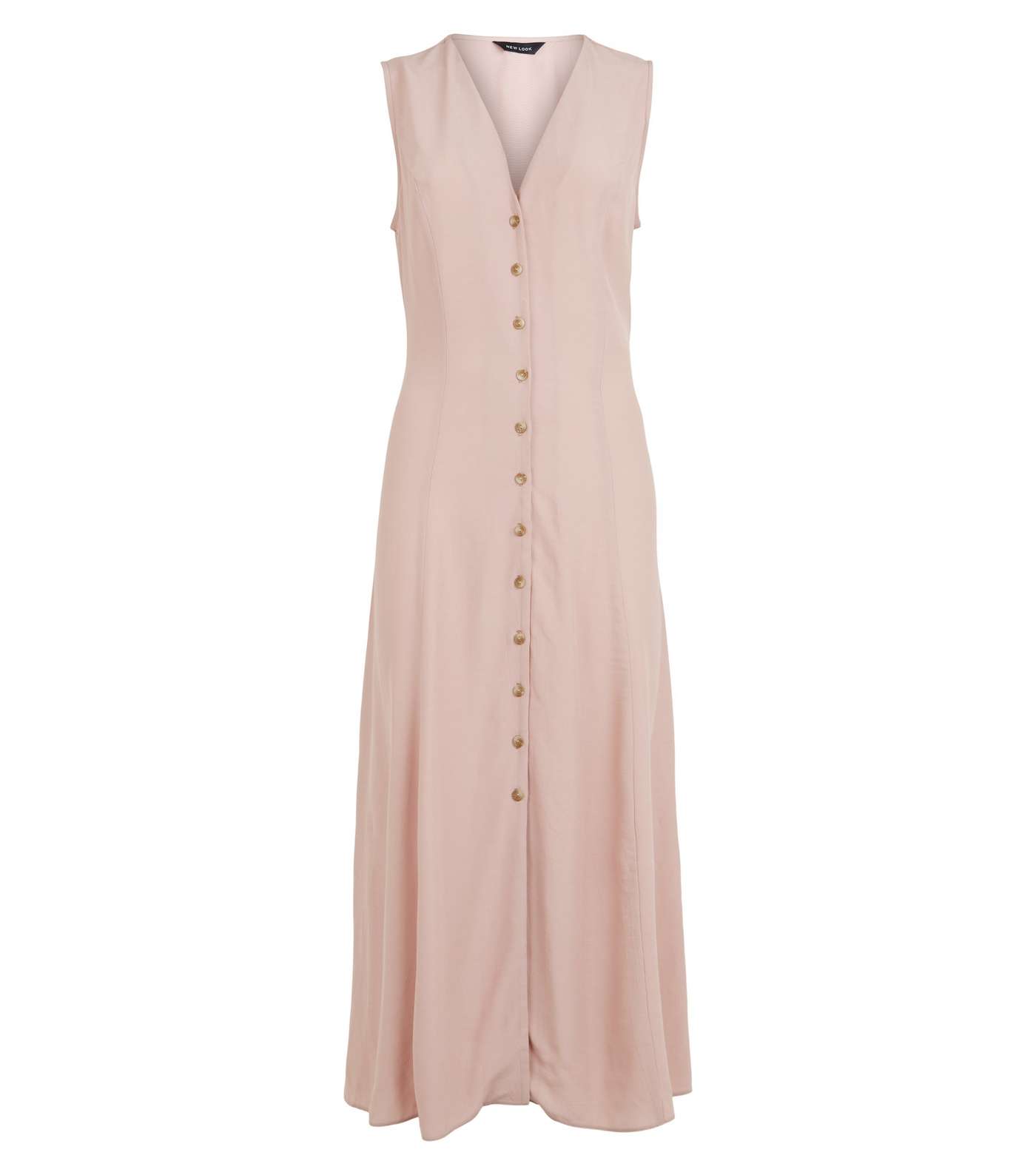 Pink Tie Back Button Up Midi Dress Image 4