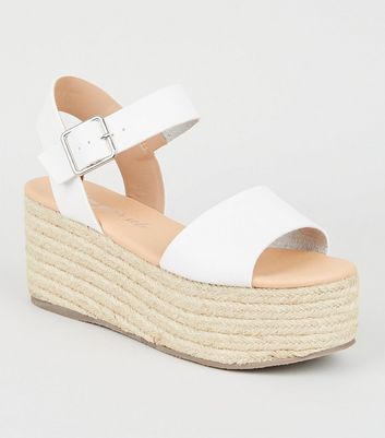 white flatform sandals