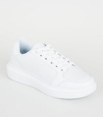 white leather look trainers