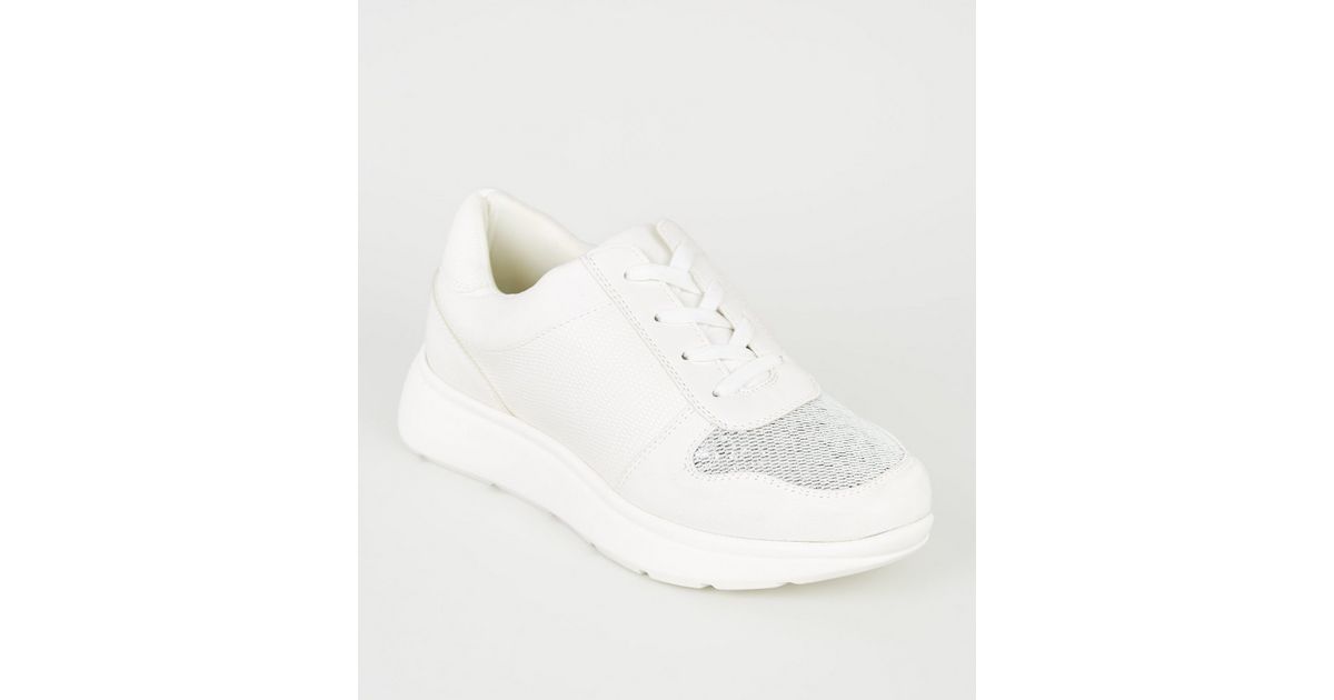 11 Ladies White Trainers With Glitter Pics