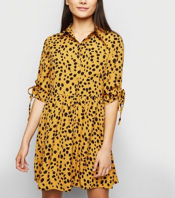 mustard leopard print dress