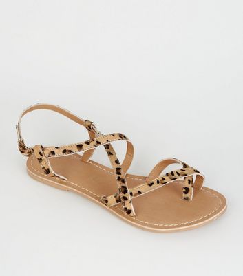 leopard print flat sandals