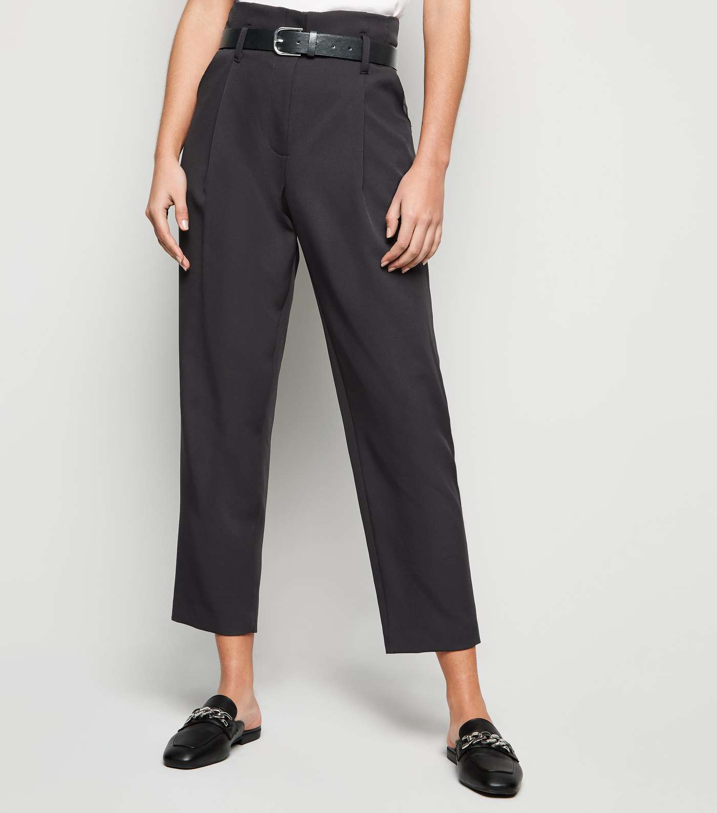 Black Belted High Waist Trousers Image 2