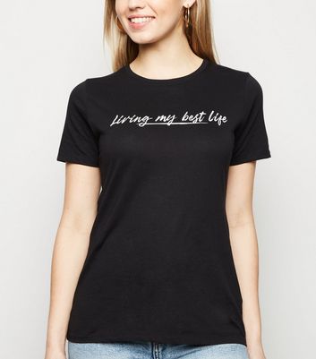 black slogan t shirt