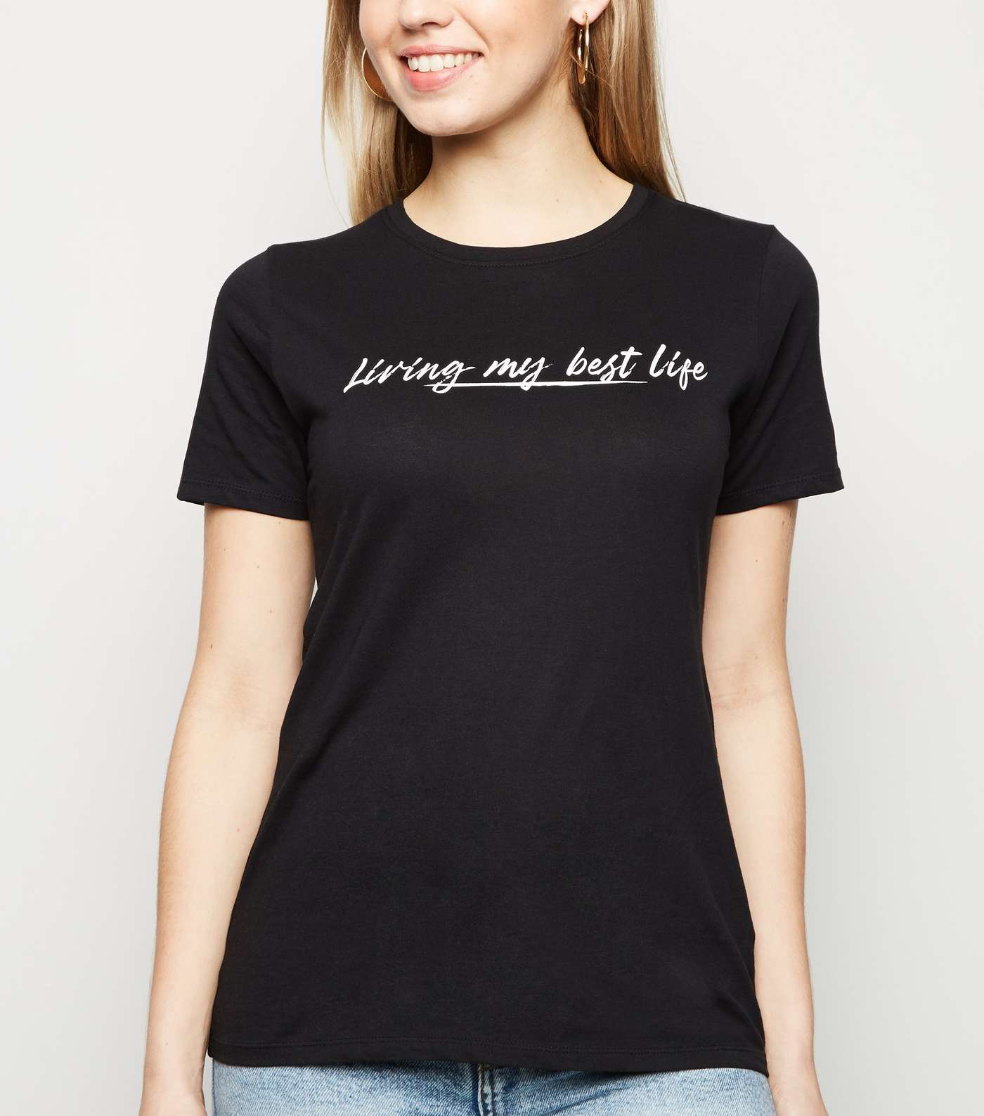 Black Living My Best Life Slogan T-Shirt