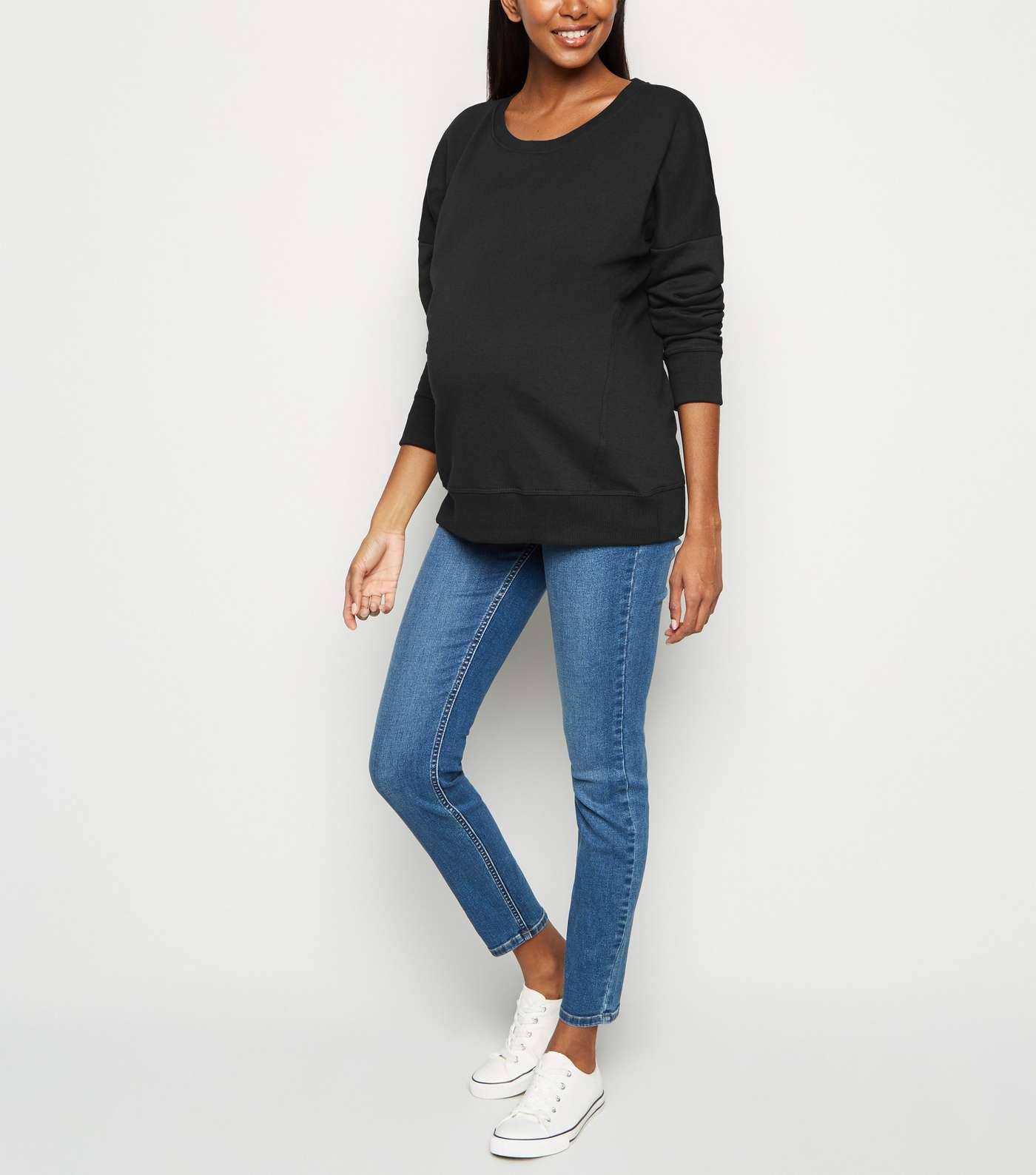 Maternity Black Long Sleeve Sweatshirt Image 2