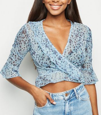 blue animal print tops