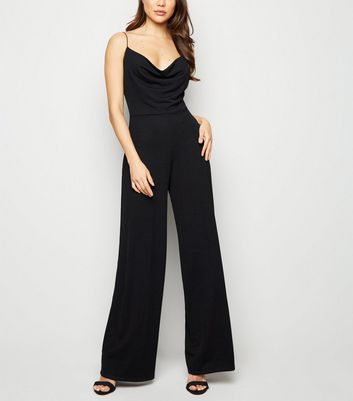 black cowl neck jumpsuit