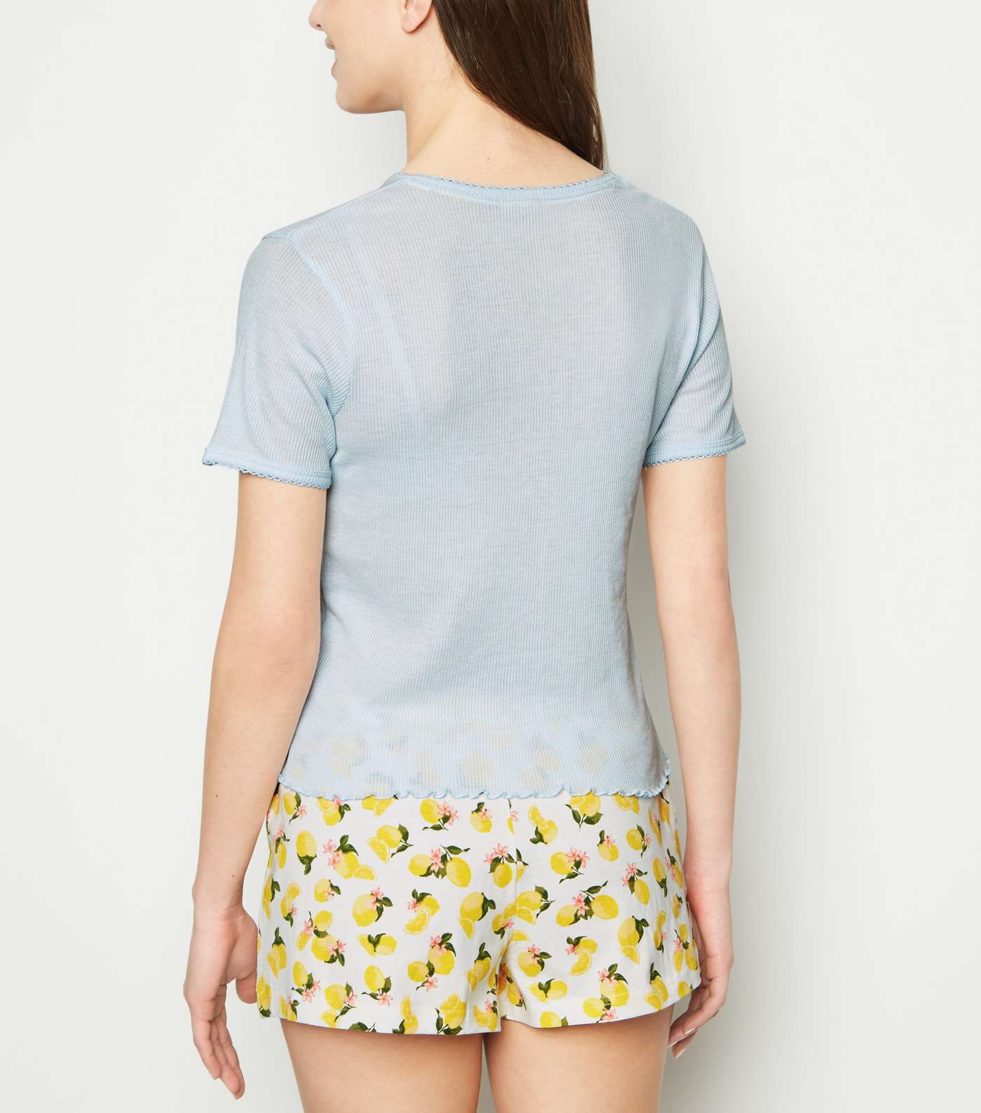 Pale Blue Lemon Slogan Jersey Pyjama Set Image 3
