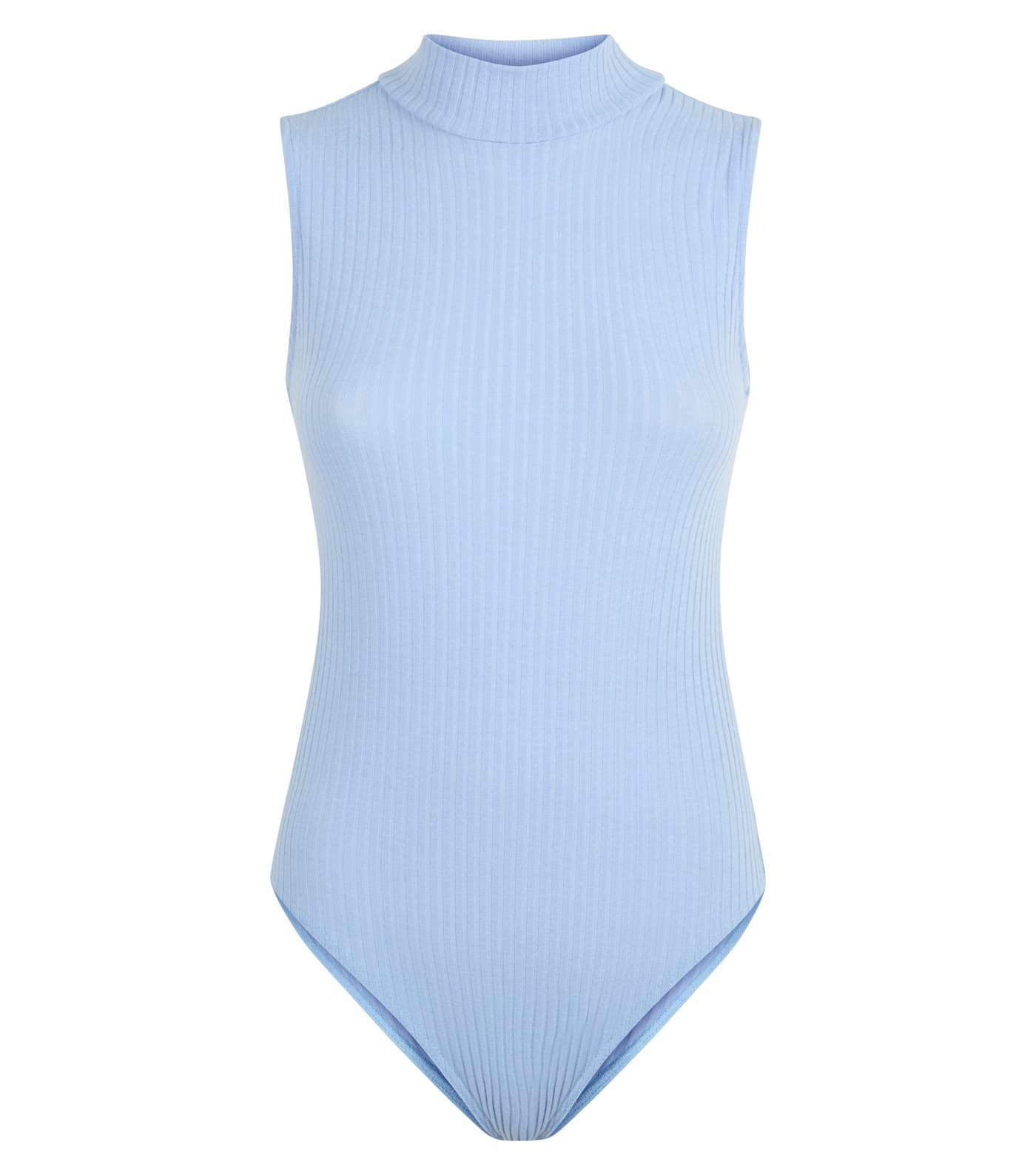 Pale Blue Rib Turtleneck Bodysuit Image 4