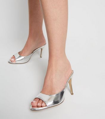 Silver Open Toe Stiletto Mules | New Look