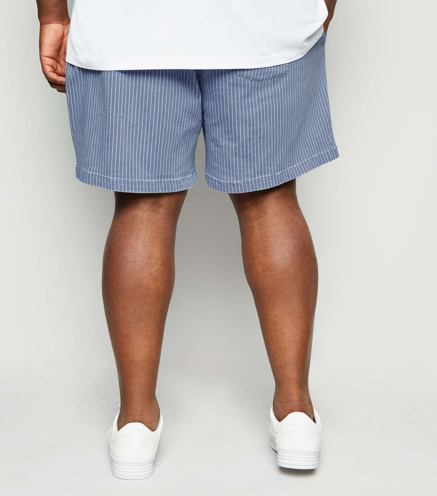 Plus Size Blue Vertical Stripe Drawstring Shorts Image 3