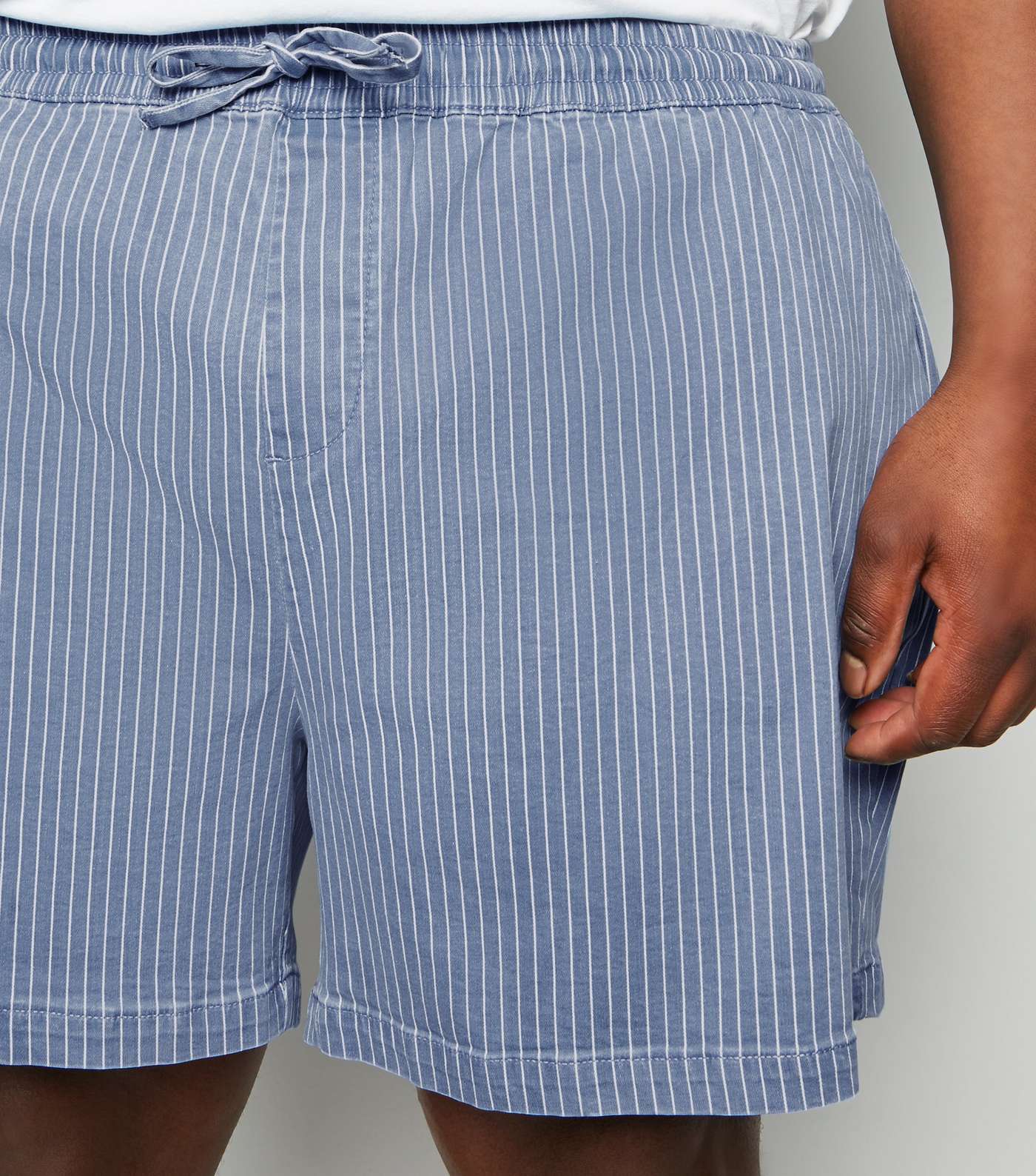 Plus Size Blue Vertical Stripe Drawstring Shorts Image 5