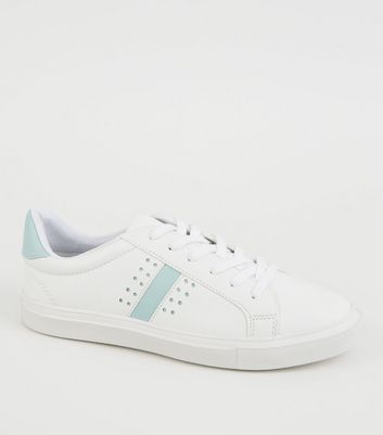 new look white leather look trainers