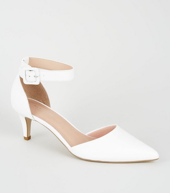 White Comfort Flex Pointed Kitten Heels New Look