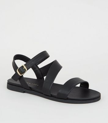 black leather footbed sandals