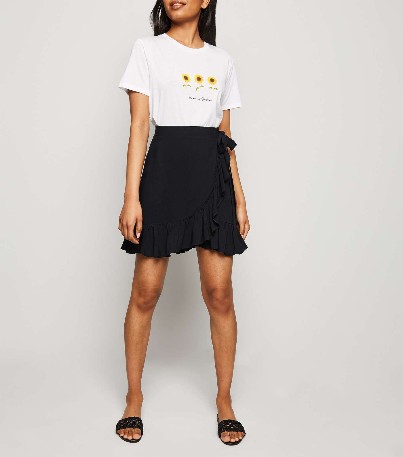 Petite Black Ruffle Mini Skirt Image 2