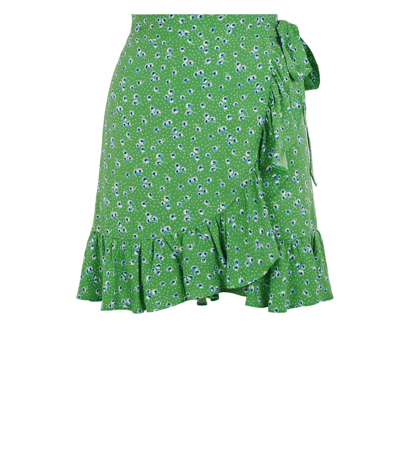 Petite Green Floral Ruffle Trim Mini Skirt Image 4