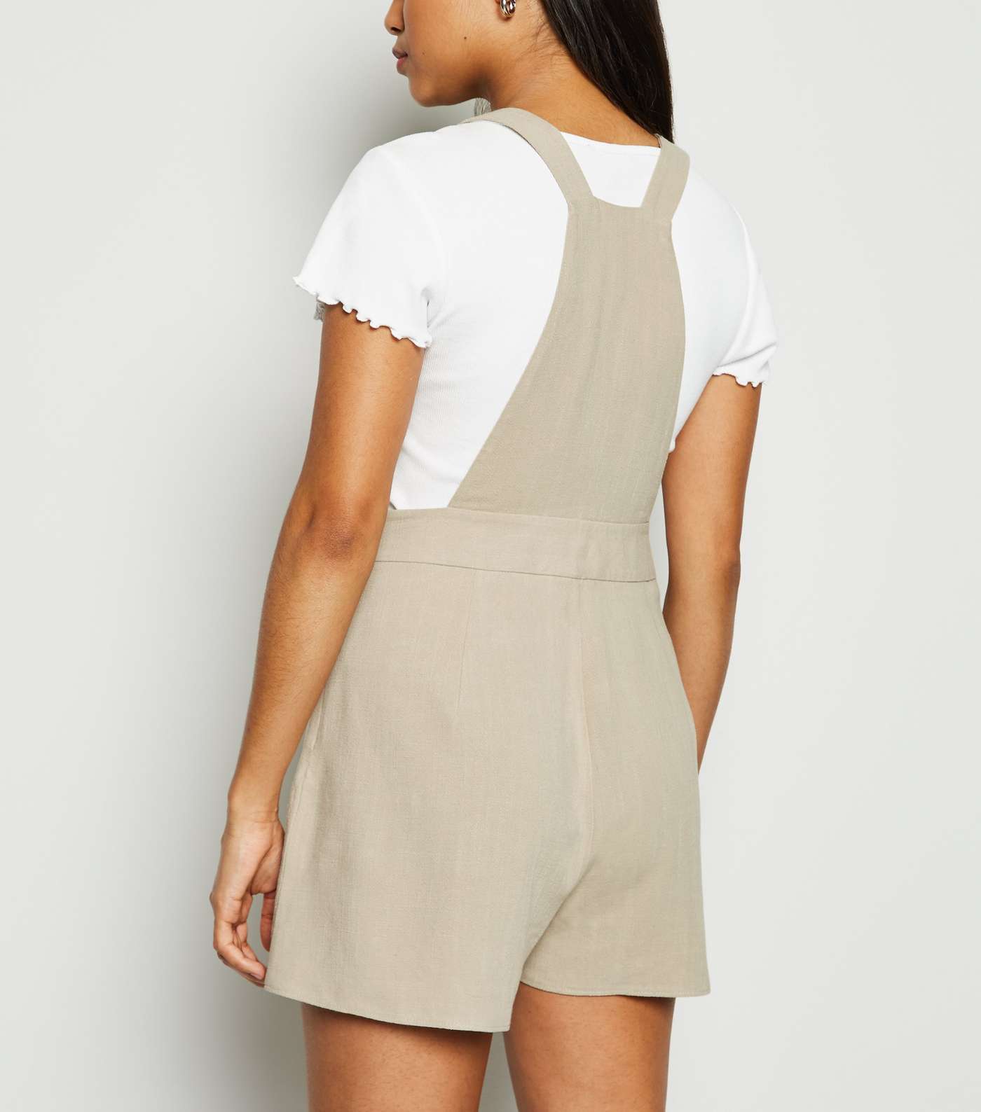 Petite Stone Linen Look Strappy Playsuit Image 3