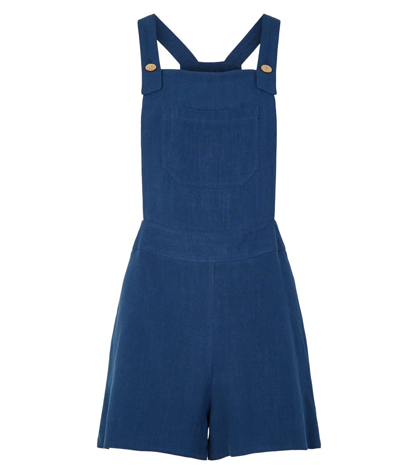 Petite Navy Linen Look Strappy Playsuit Image 4