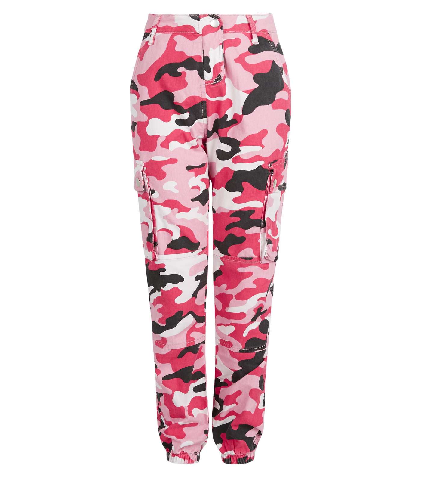 Girls Bright Pink Camo Utility Trousers Image 4