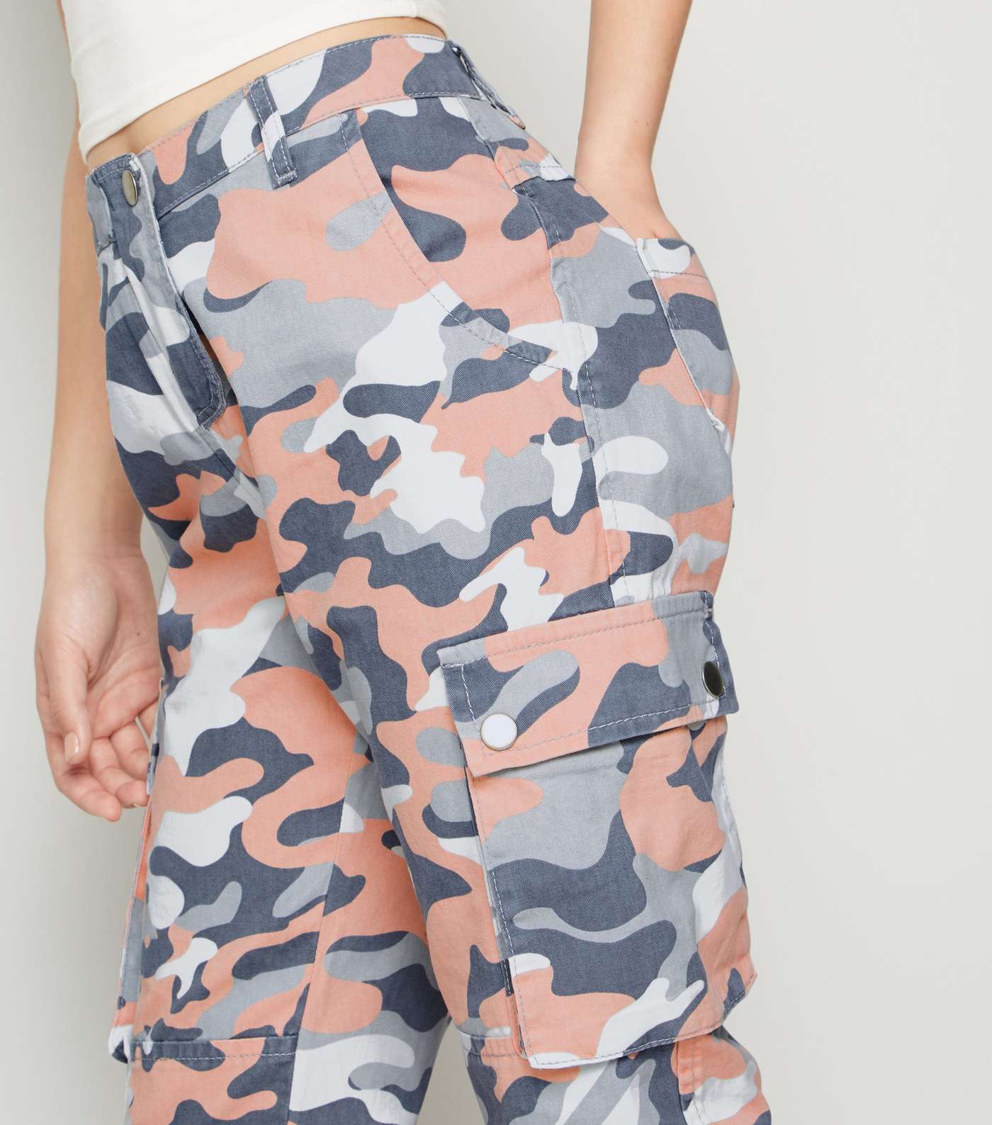 Girls Pink Camo Utility Trousers Image 5