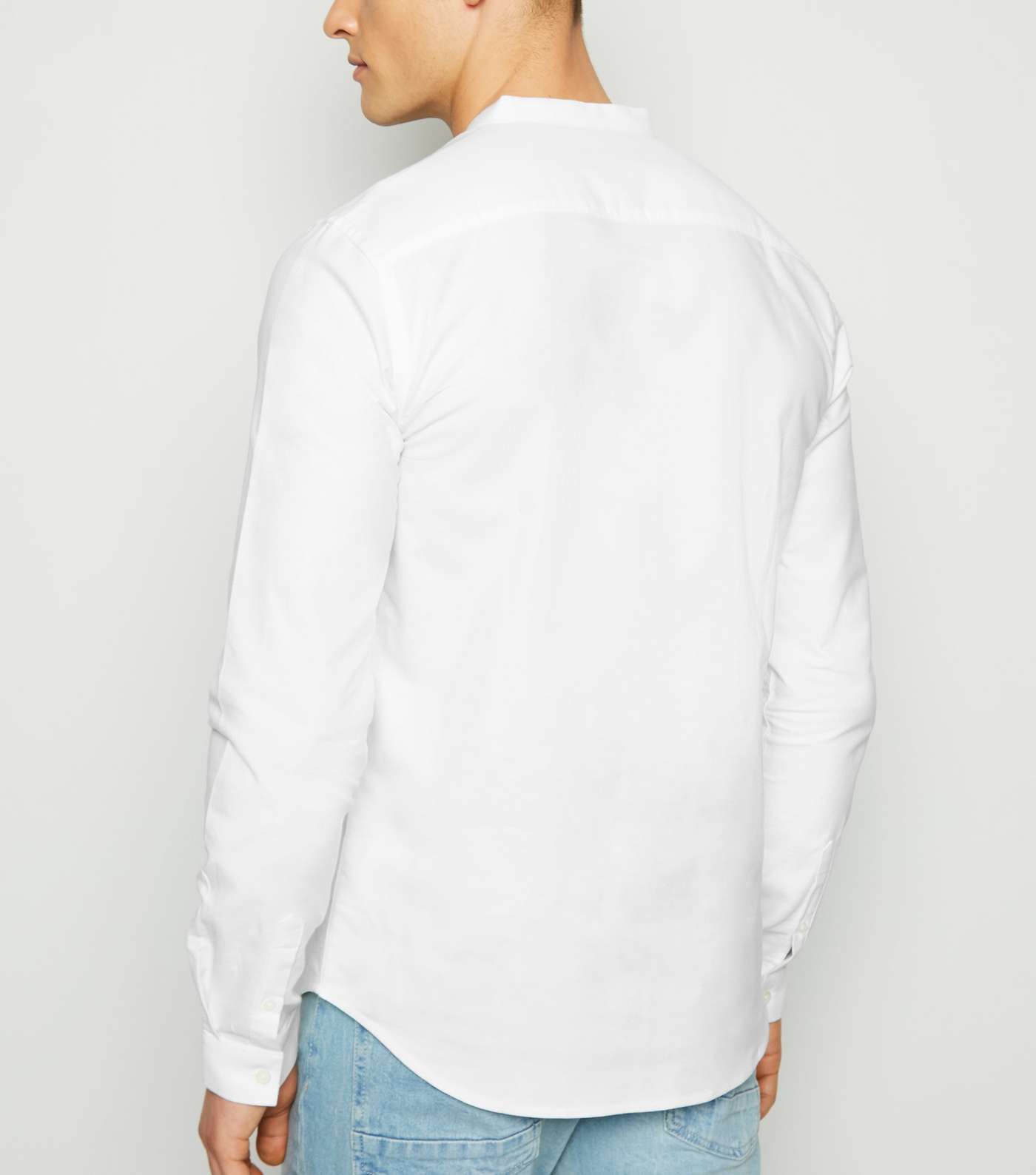 White Grandad Collar Oxford Shirt Image 3