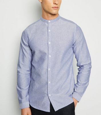 Pale Blue Grandad Collar Oxford Shirt 