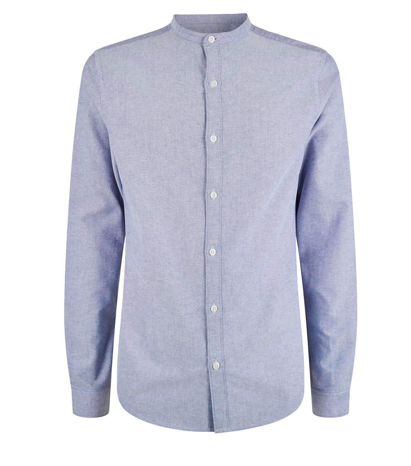 Pale Blue Grandad Collar Oxford Shirt Image 4