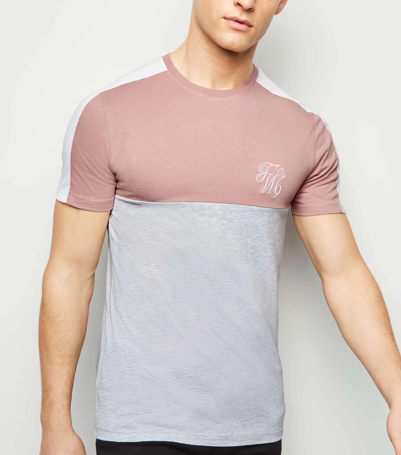 Mid Pink TW9 Embroidered Muscle Fit T-Shirt