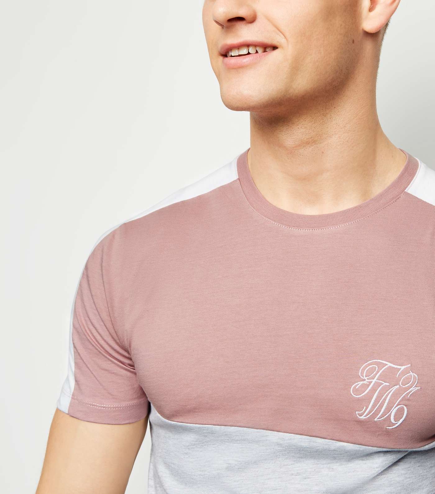Mid Pink TW9 Embroidered Muscle Fit T-Shirt Image 5