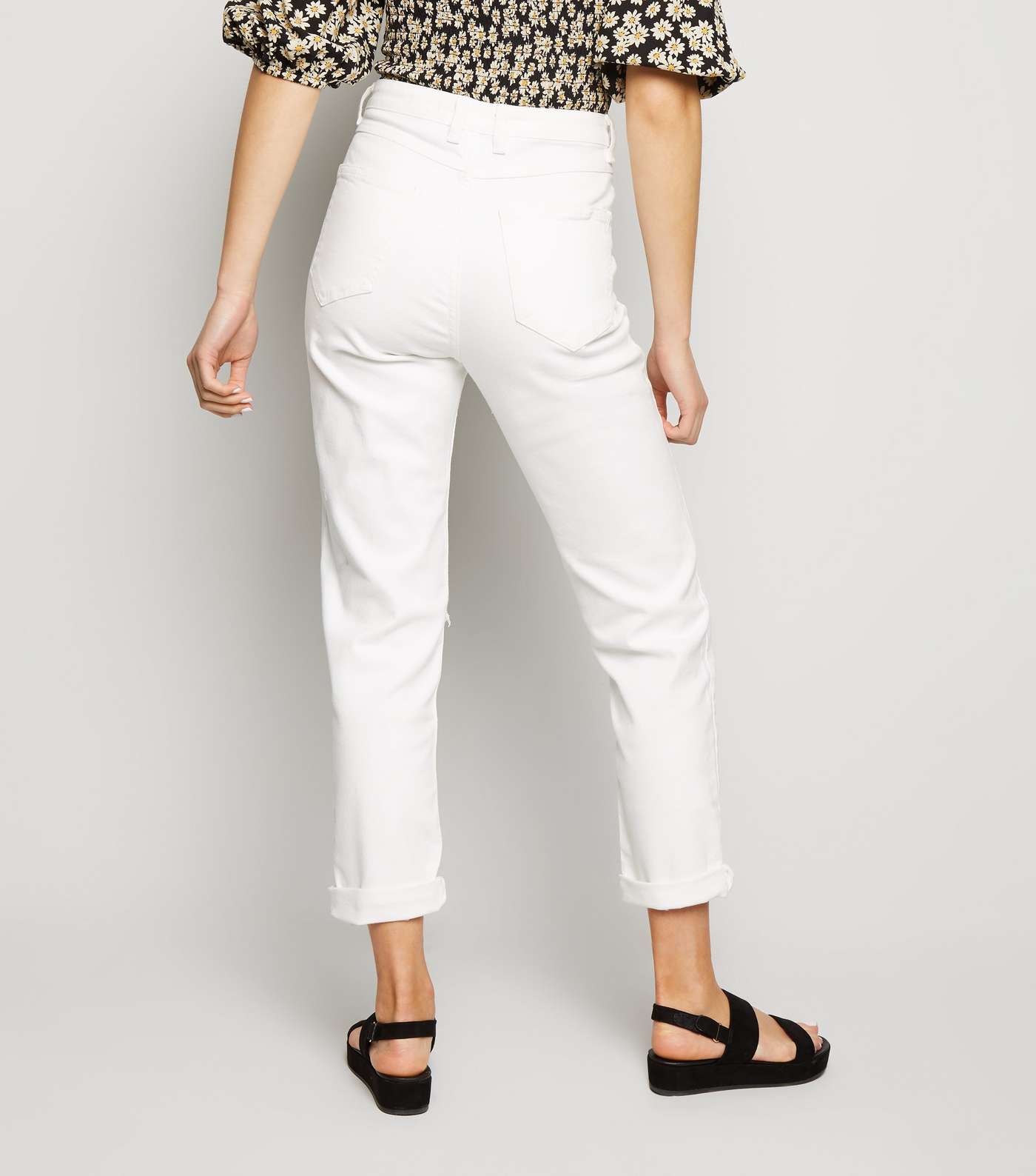 White Ripped Tori Mom Jeans Image 3