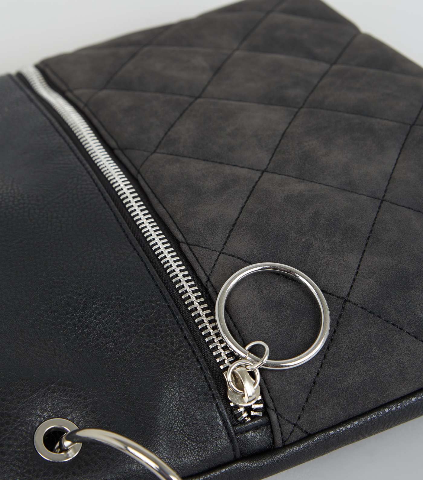 Black Leather-Look Quilted Cross Body Bag Image 4