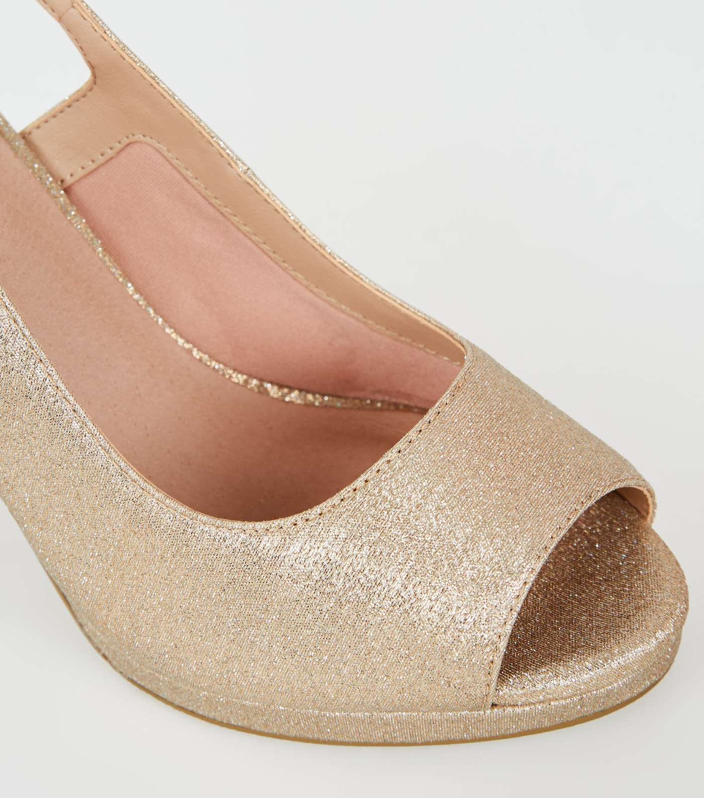 Gold Glitter Comfort Slingback Heels Image 3
