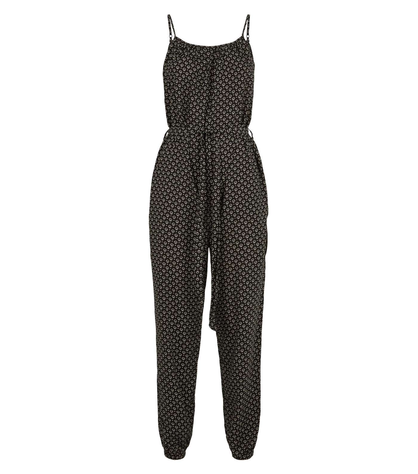 Black Geometric Cuffed Jumpsuit  Image 4