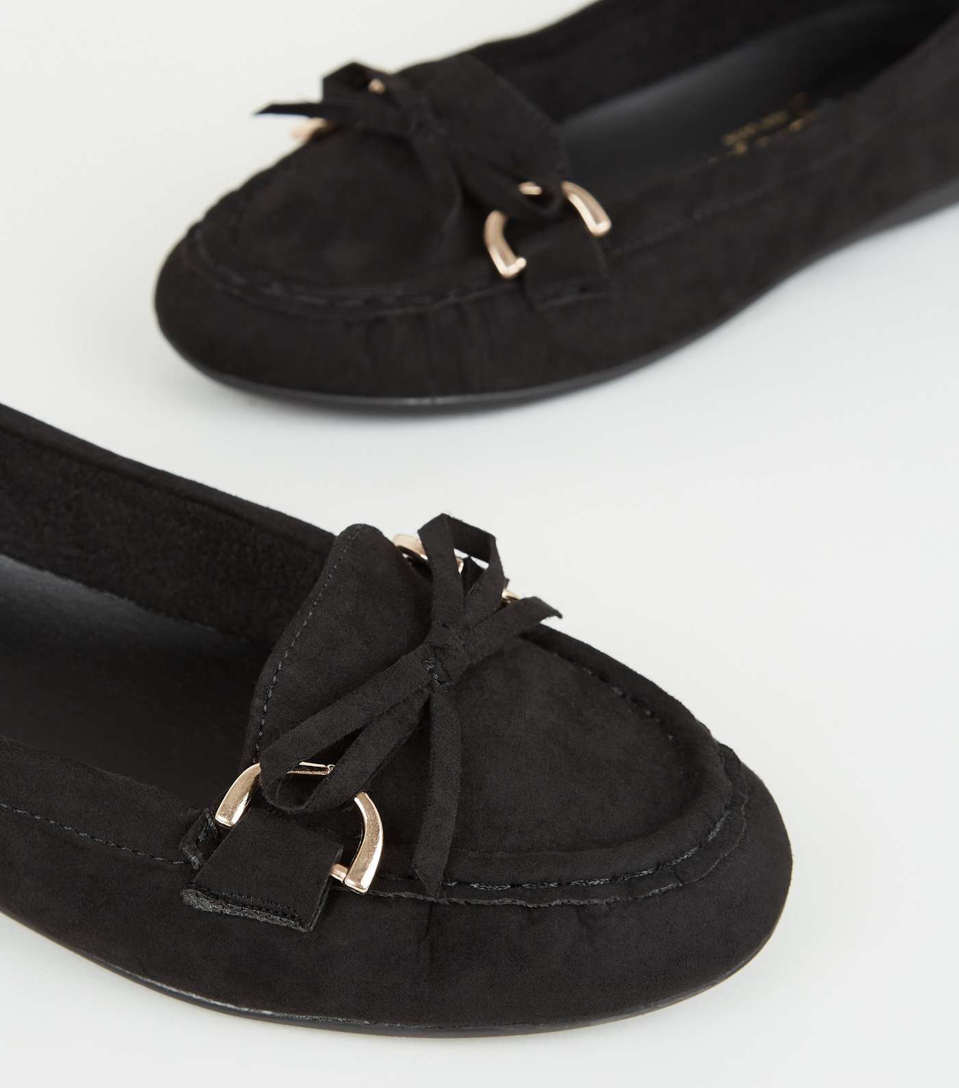 Wide Fit Black Bow Front Loafers Image 4