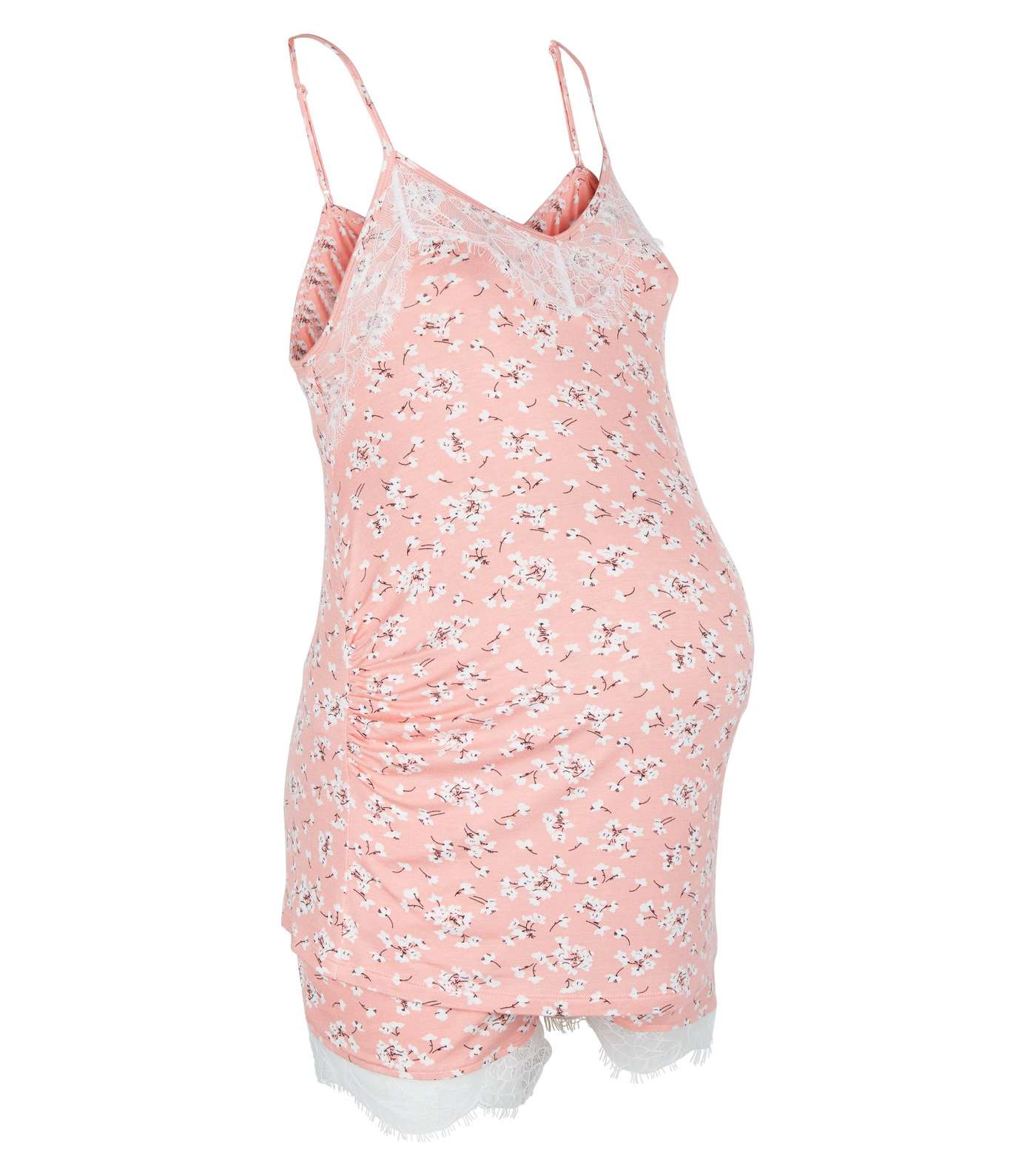 Maternity Coral Ditsy Floral Pyjama Set Image 4
