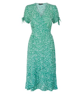 new look green spot dress