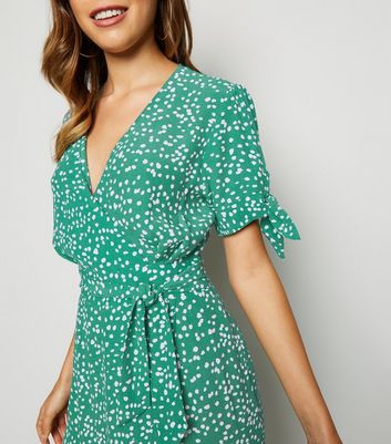 new look green spot dress