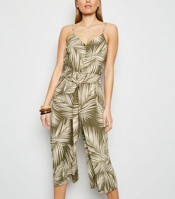 green palm print jumpsuit
