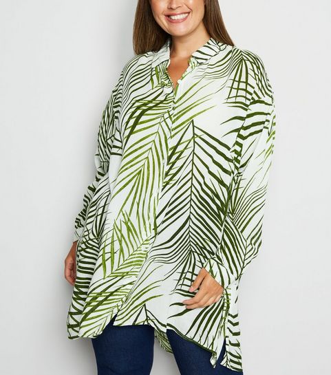 Blue Vanilla Curves Green Leaf Shirt