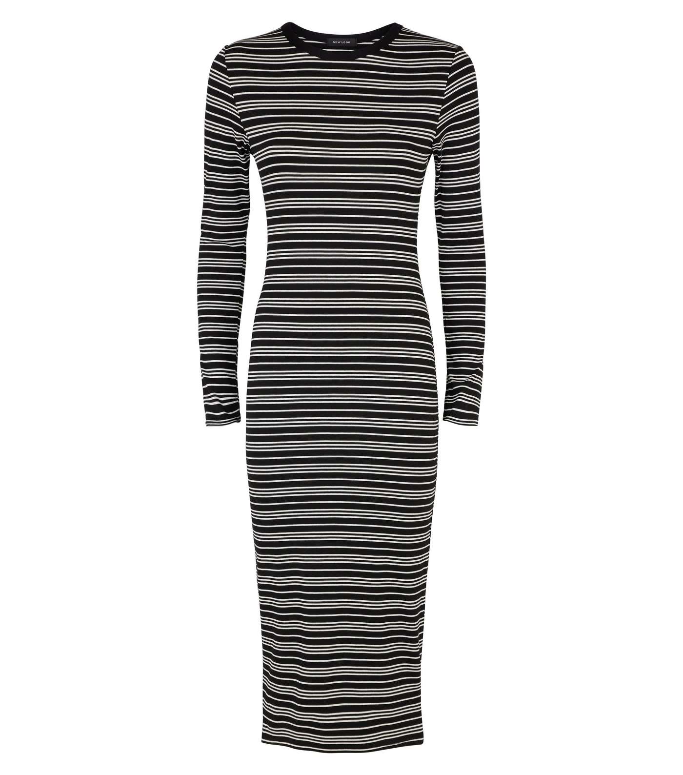 Black Stripe Jersey Bodycon Midi Dress  Image 4